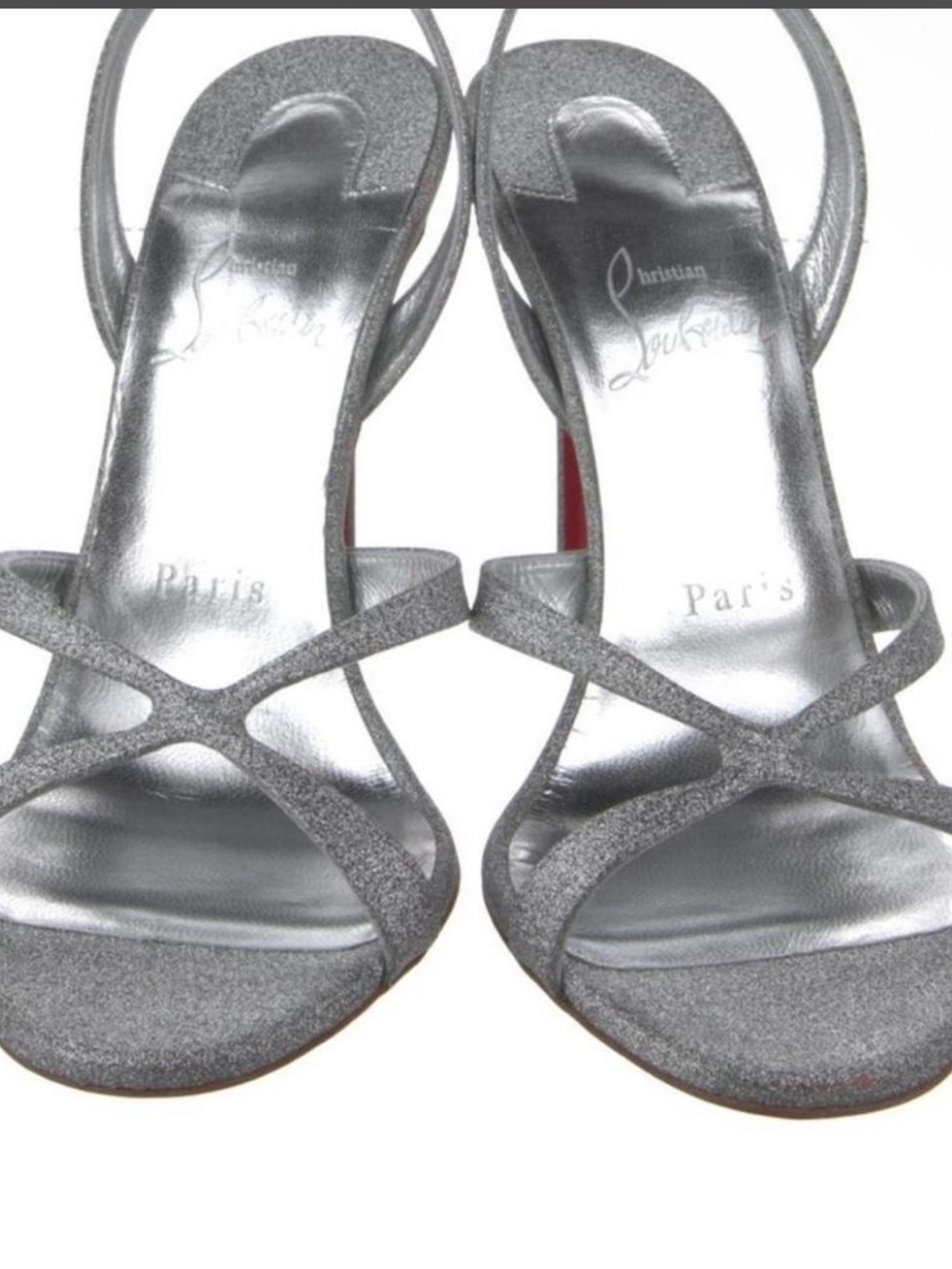 Christian Louboutin Silver Glitter Strappy Sandals